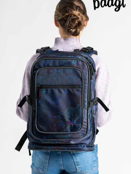 BAAGL  Schwarz gemustertes Schulset - Rucksack, Mäppchen und Tasche Baagl Cubic Zen