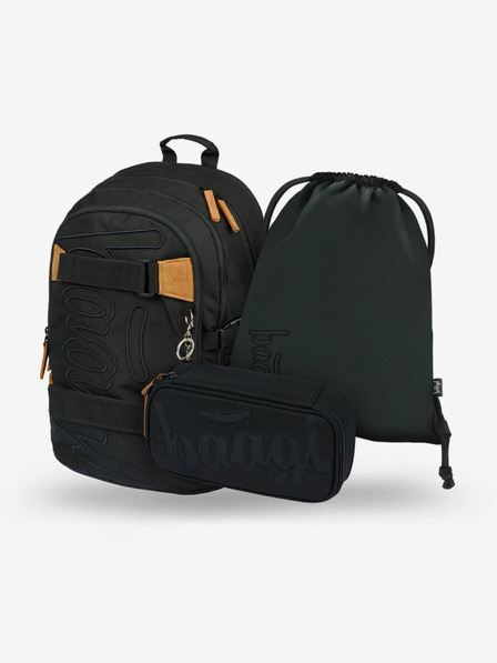 BAAGL  Graues Schulset - Rucksack, Mäppchen, Tasche Baagl Skate Darkness