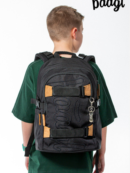 BAAGL  Graues Schulset - Rucksack, Mäppchen, Tasche Baagl Skate Darkness