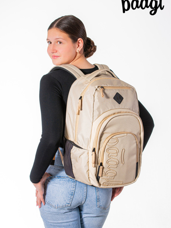 BAAGL  Beige Schulset - Rucksack, Mäppchen, Tasche Baagl Coolmate Beige