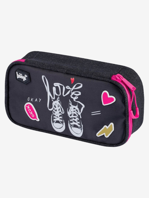 BAAGL  Schwarzes 3er Set Sneakers: Rucksack, Mäppchen und Tasche Baagl