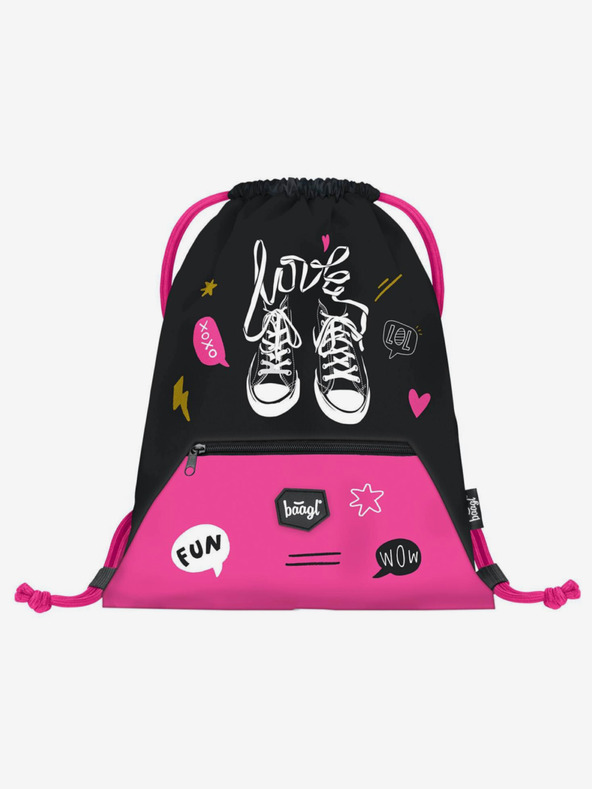 BAAGL  Schwarzes 3er Set Sneakers: Rucksack, Mäppchen und Tasche Baagl