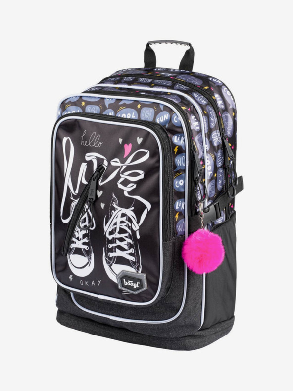 BAAGL  Schwarzes 3er Set Sneakers: Rucksack, Mäppchen und Tasche Baagl