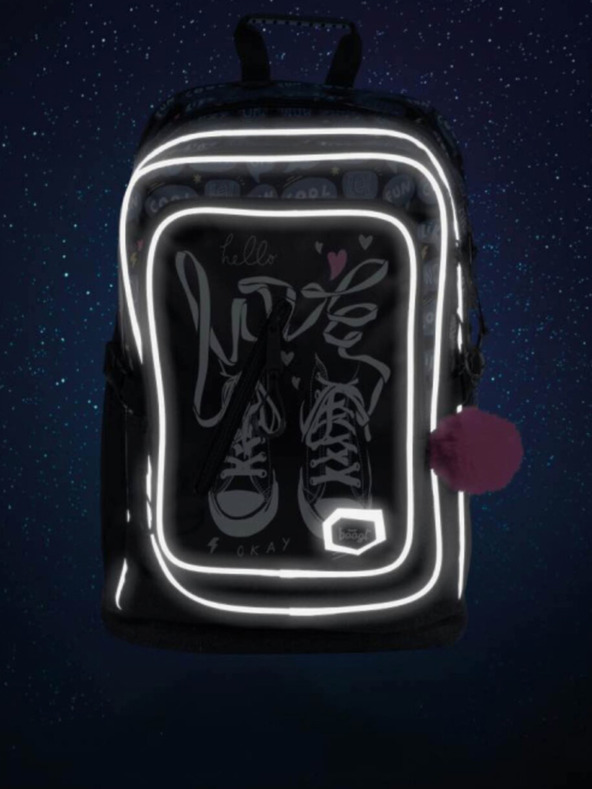 BAAGL  Schwarzes 3er Set Sneakers: Rucksack, Mäppchen und Tasche Baagl