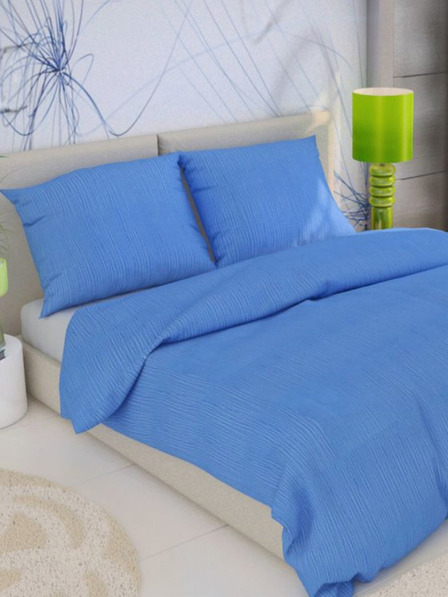 Kvalitex Erweiterte Krepp-Bettwäsche 140x220, 70x90cm blau Kvalitex
