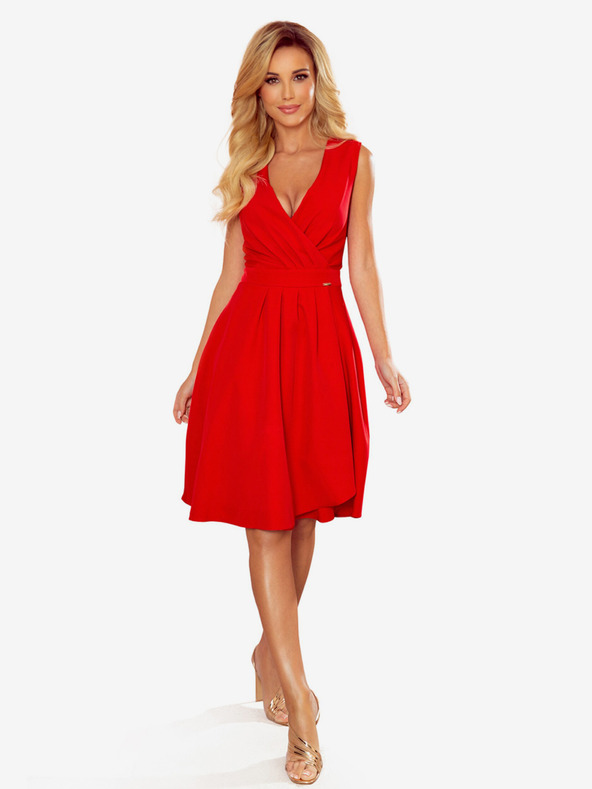 numoco ELLENA Elegantes Kleid mit Ausschnitt und Falte - Rot Numoco