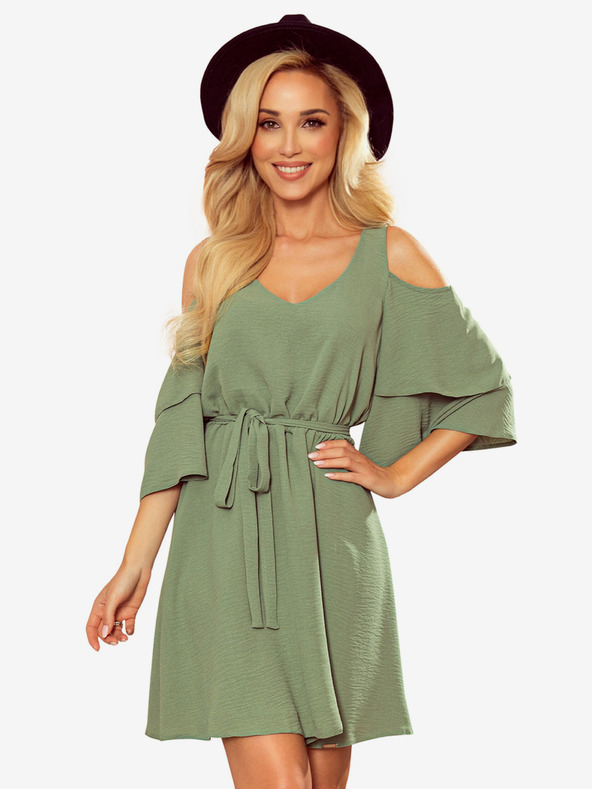 numoco MARINA Kleid mit Ausschnitt - Olive Numoco