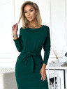 numoco Langärmeliges Kleid mit Bindegürtel - grün Numoco