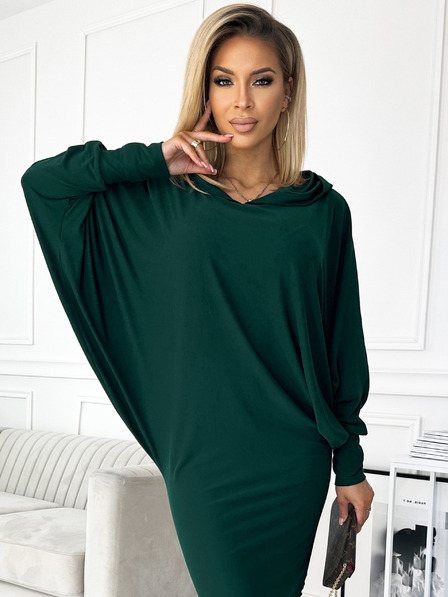 numoco Fledermauskleid mit Kapuze - grün Numoco