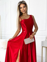 numoco Elegantes langes Kleid aus Satin mit einer Schulter - rot Numoco