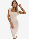 numoco Elegantes Midikleid mit schönem Ausschnitt - beige Numoco