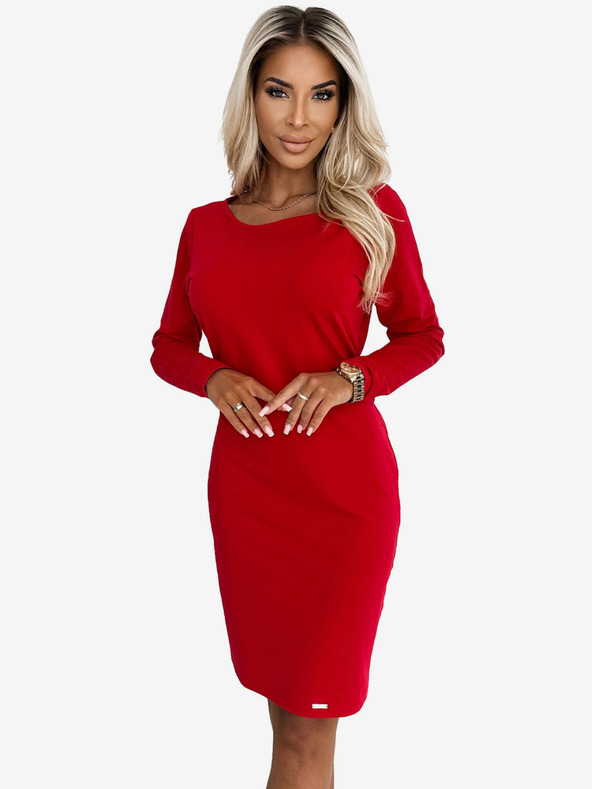 numoco Kleid mit breitem Gürtel - Rot Numoco