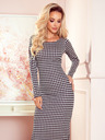 numoco Tailliertes Kleid mit Seitenschlitz - schwarzes und graues Gitter Numoco