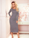 numoco Tailliertes Kleid mit Seitenschlitz - schwarzes und graues Gitter Numoco