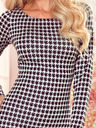 numoco Tailliertes Kleid mit Seitenschlitz - schwarzes und graues Gitter Numoco