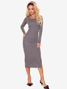 numoco Tailliertes Kleid mit Seitenschlitz - schwarzes und graues Gitter Numoco