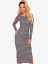 numoco Tailliertes Kleid mit Seitenschlitz - schwarzes und graues Gitter Numoco