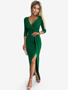 numoco Glitzerkleid mit Cut-out-Ausschnitt und Beinschlitz - grün Numoco