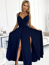 numoco Elegantes langes Kleid mit vielen Bindungen - dunkelblau Numoco