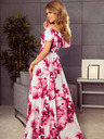 numoco Langes Kleid mit Rüschen - große rosa Blumen Numoco