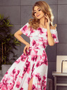 numoco Langes Kleid mit Rüschen - große rosa Blumen Numoco