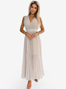 numoco Plissee-Kleid mit breitem Gürtel und Ausschnitt - beige Numoco