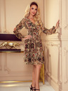 numoco Chiffonkleid mit Ausschnitt und Schnürung hinten - Leopardenmuster + Rose Numoco