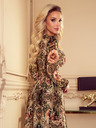 numoco Chiffonkleid mit Ausschnitt und Schnürung hinten - Leopardenmuster + Rose Numoco