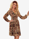 numoco Chiffonkleid mit Ausschnitt und Schnürung hinten - Leopardenmuster + Rose Numoco