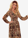 numoco Chiffonkleid mit Ausschnitt und Schnürung hinten - Leopardenmuster + Rose Numoco