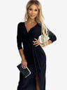 numoco Glänzendes Kleid mit Ausschnitt und Beinschlitz - Schwarz Numoco