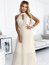 numoco Plissiertes Midikleid mit Tropfenausschnitt - beige Numoco