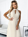 numoco Plissiertes Midikleid mit Tropfenausschnitt - beige Numoco