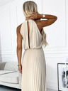 numoco Plissiertes Midikleid mit Tropfenausschnitt - beige Numoco