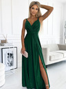 numoco Langes Kleid mit Dekolleté und doppelten Trägern - grün mit Glitzer Numoco