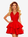 numoco Exklusives Kleid mit Spitzenausschnitt - rot Numoco