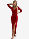 numoco Glitzerkleid mit Dekolleté und Beinschlitz - Rot Numoco