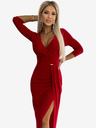 numoco Glitzerkleid mit Dekolleté und Beinschlitz - Rot Numoco