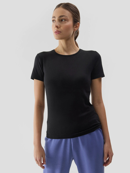 4F Unifarbenes, schmales Damen-T-Shirt 4F
