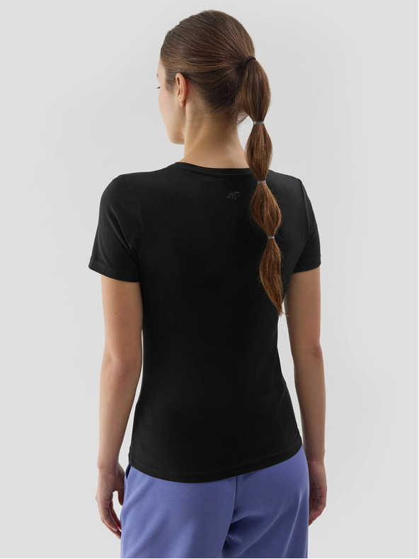 4F Unifarbenes, schmales Damen-T-Shirt 4F