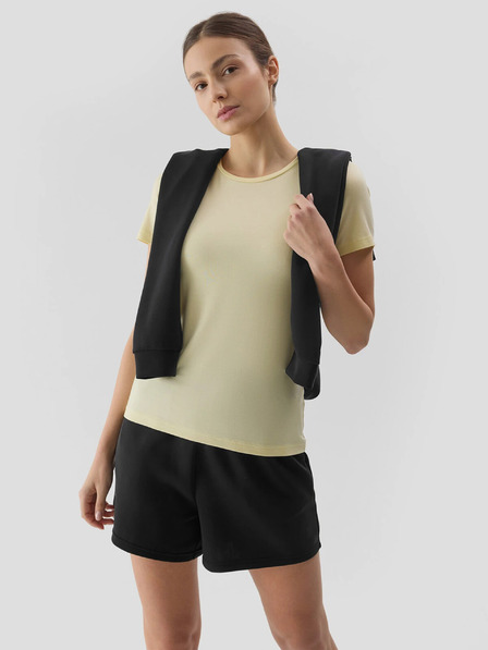 4F Unifarbenes, schmales Damen-T-Shirt 4F