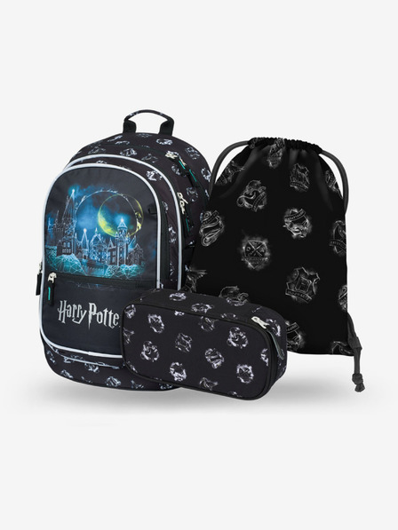 BAAGL  Schwarzes Schulset - Rucksack, Federmäppchen, Tasche Baagl Core Harry Potter Hogwarts