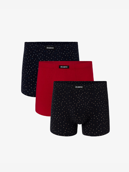 Atlantic 3er-Pack Herren ATLANTIC Boxershorts - dunkelblau, rot, dunkelblau