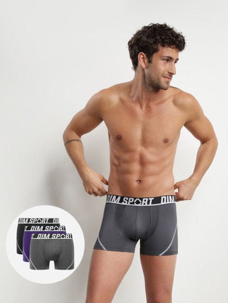 DIM Dreier-Set Sport-Boxershorts in Grau, Blau und Schwarz DIM SPORT MICROFIBRE BOXER 3x