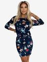 numoco Sportliches Kleid - bunte Blumen auf dunkelblauem Hintergrund Numoco