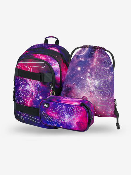 BAAGL  Lila 3er Set Skate Galaxie: Rucksack, Mäppchen, Tasche Baagl