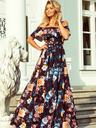 numoco Langes Kleid mit Rüschen - schwarz + bunte Blumen Numoco