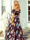 numoco Langes Kleid mit Rüschen - schwarz + bunte Blumen Numoco