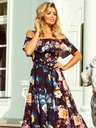 numoco Langes Kleid mit Rüschen - schwarz + bunte Blumen Numoco