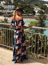 numoco Langes Kleid mit Rüschen - schwarz + bunte Blumen Numoco